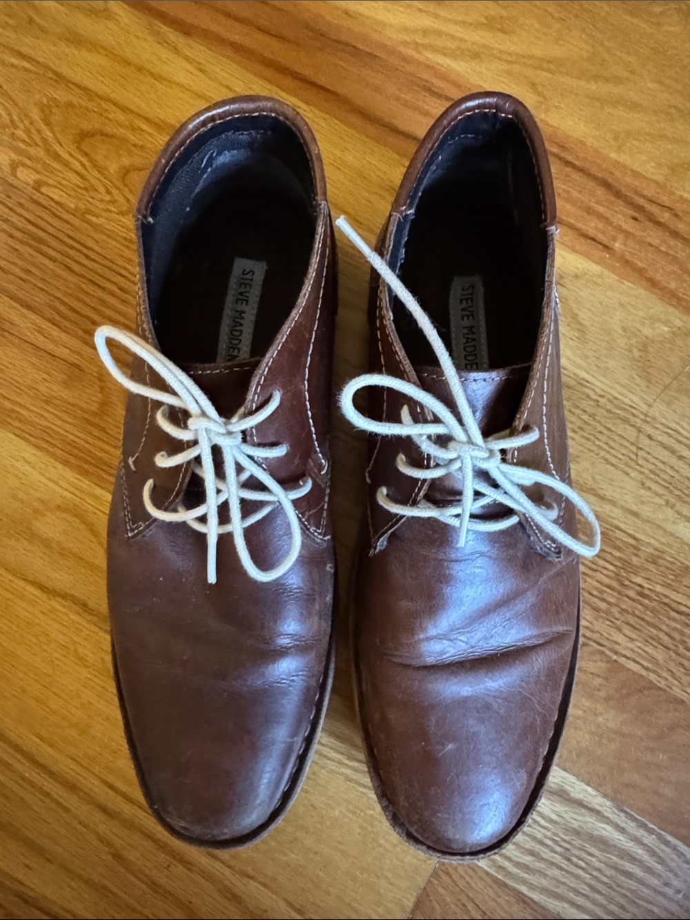 Steve Madden Brown Leather Chukka Boots with White Laces
